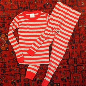 Hanna Andersson Long Johns - Red & Grey Stripe - 120/6-7 yrs